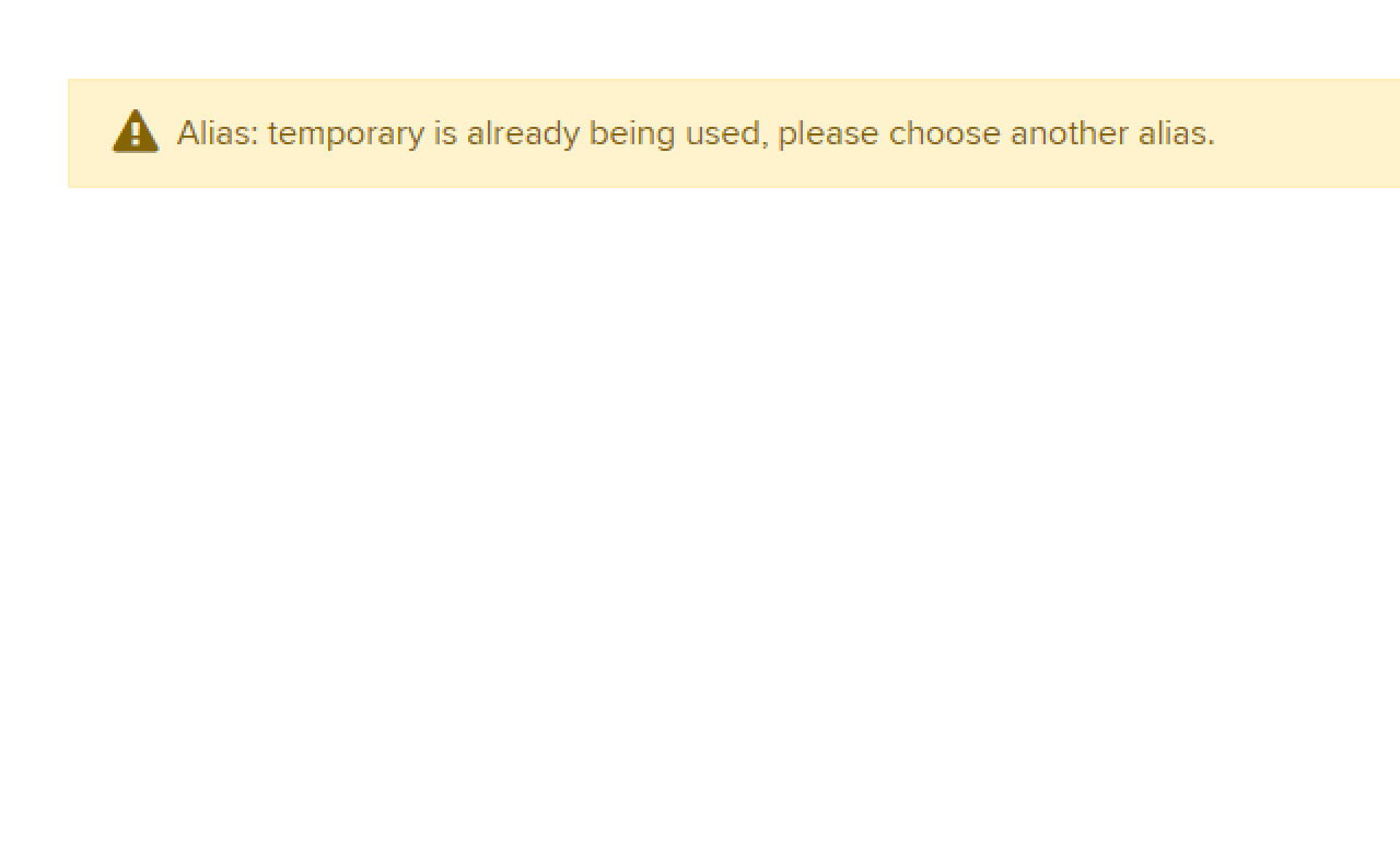 Screenshot showing when a link is unsuccessful 