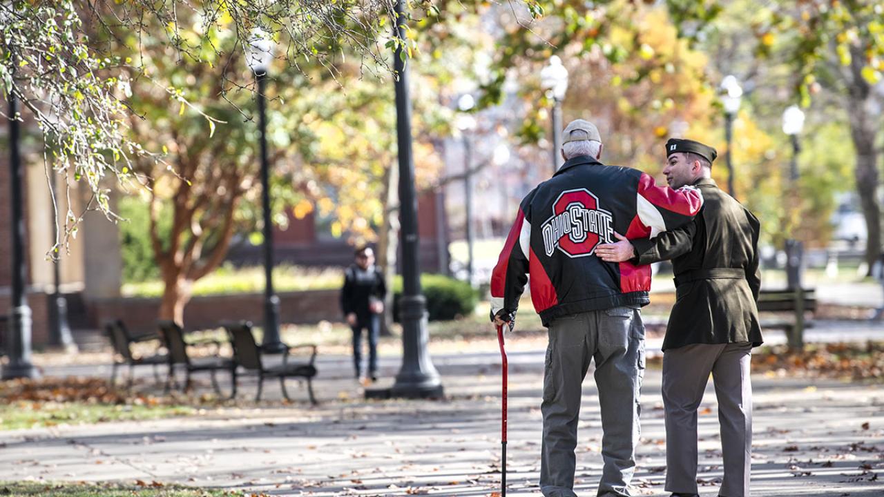 A moment of connection between generations of Buckeyes